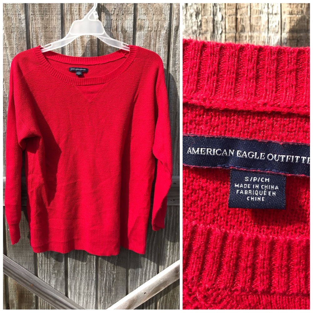 American Eagle Outfitters Vibrant Red Knit Sweater